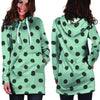 Aqua And Black Polka Dot Hoodie Dress-grizzshop