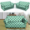 Aqua And Black Polka Dot Loveseat Cover-grizzshop