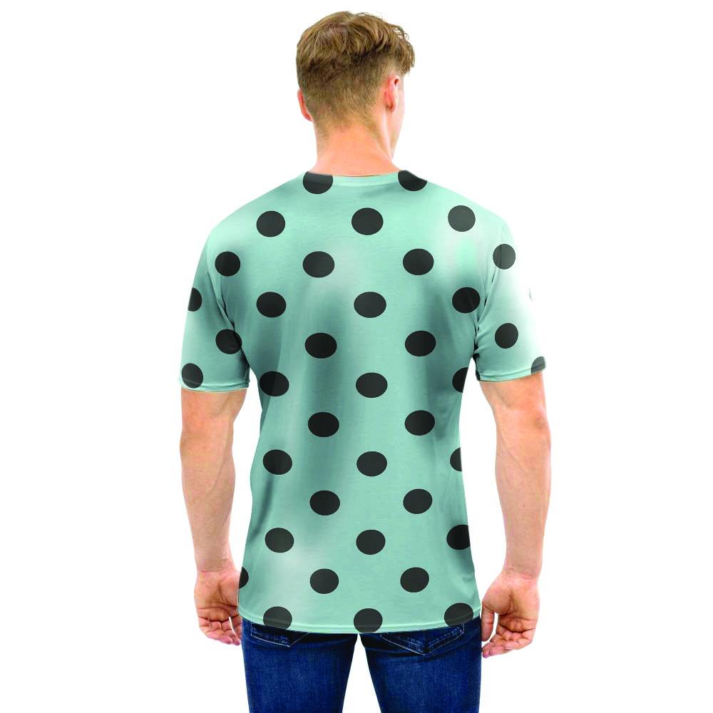 Aqua And Black Polka Dot Men T Shirt-grizzshop