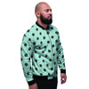 Aqua And Black Polka Dot Men's Bomber Jacket-grizzshop