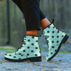 Aqua And Black Polka Dot Men's Boots-grizzshop