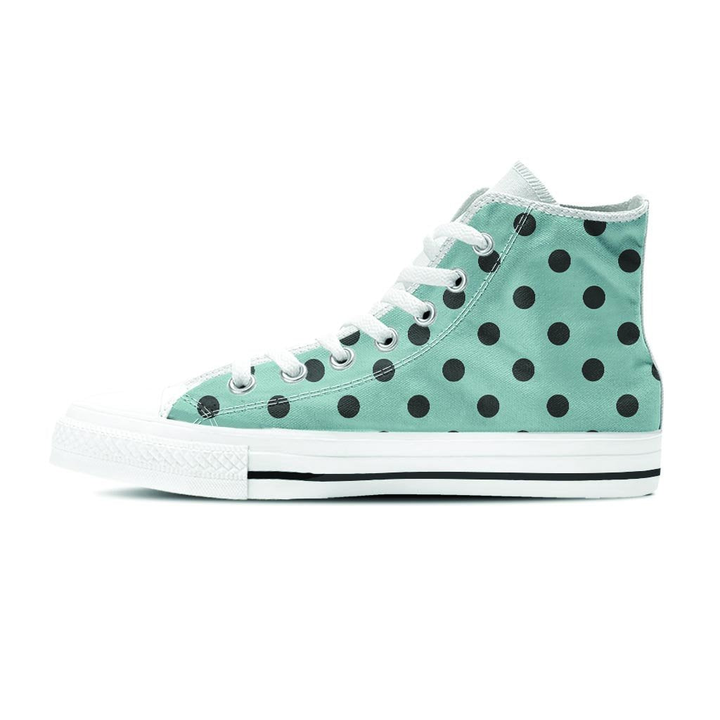 Aqua And Black Polka Dot Men's High Top Shoes-grizzshop