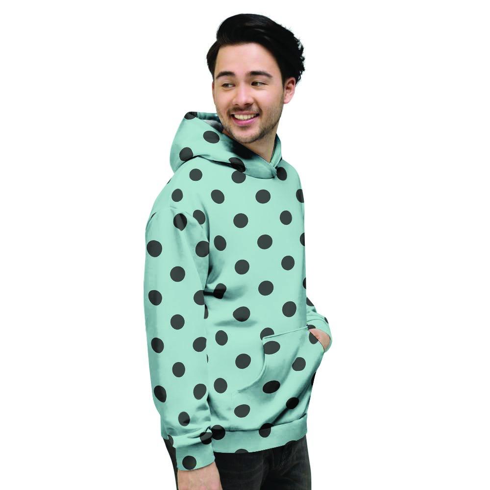 Aqua And Black Polka Dot Men's Hoodie-grizzshop