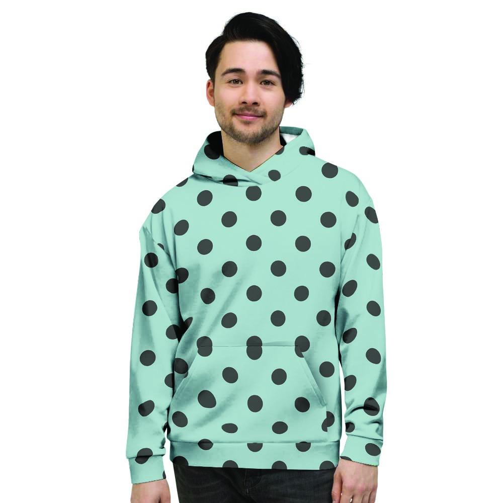 Aqua And Black Polka Dot Men's Hoodie-grizzshop