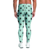 Aqua And Black Polka Dot Men's Leggings-grizzshop