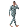 Aqua And Black Polka Dot Men's Pajamas-grizzshop