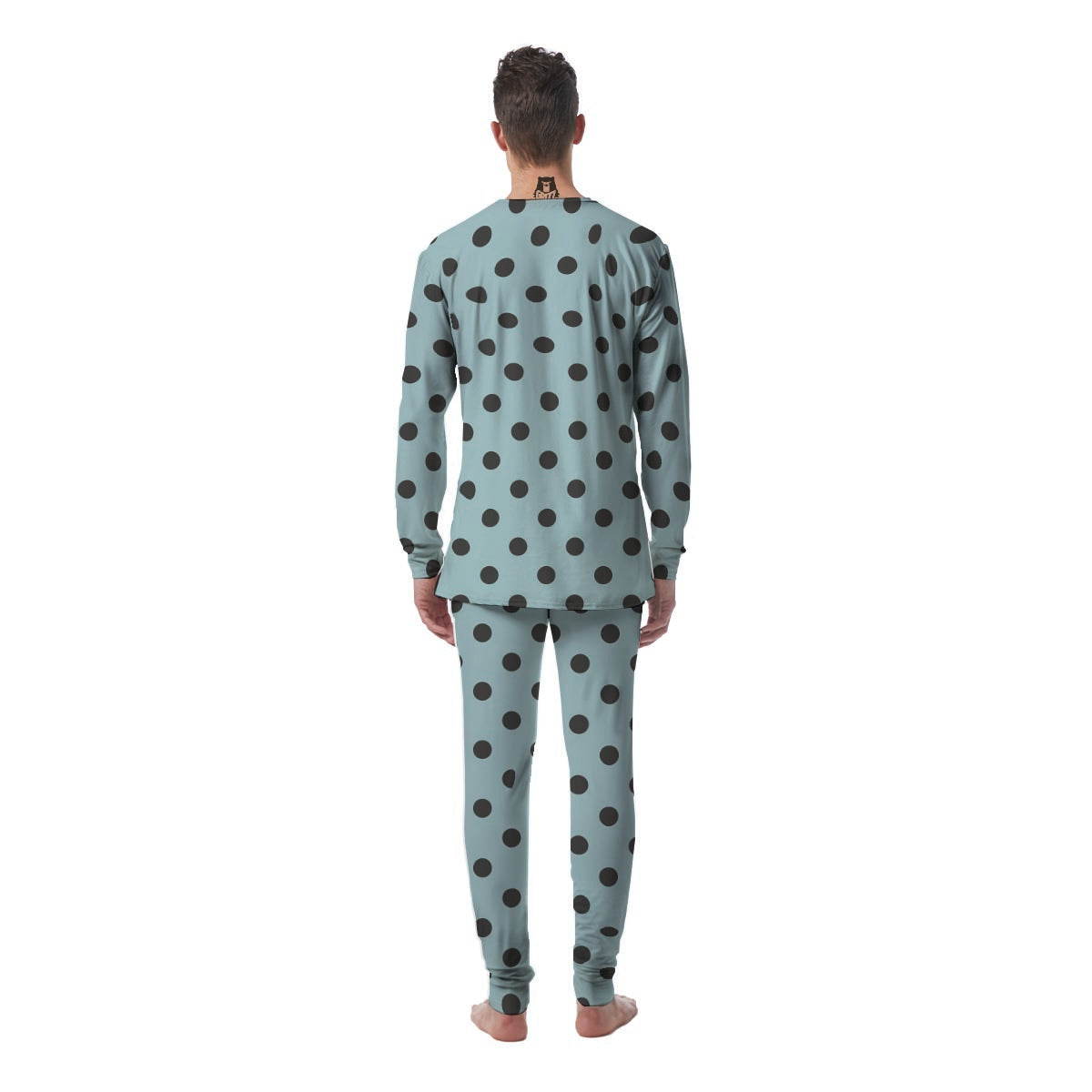 Aqua And Black Polka Dot Men's Pajamas-grizzshop