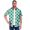 Aqua And Black Polka Dot Men's Short Sleeve Shirt-grizzshop