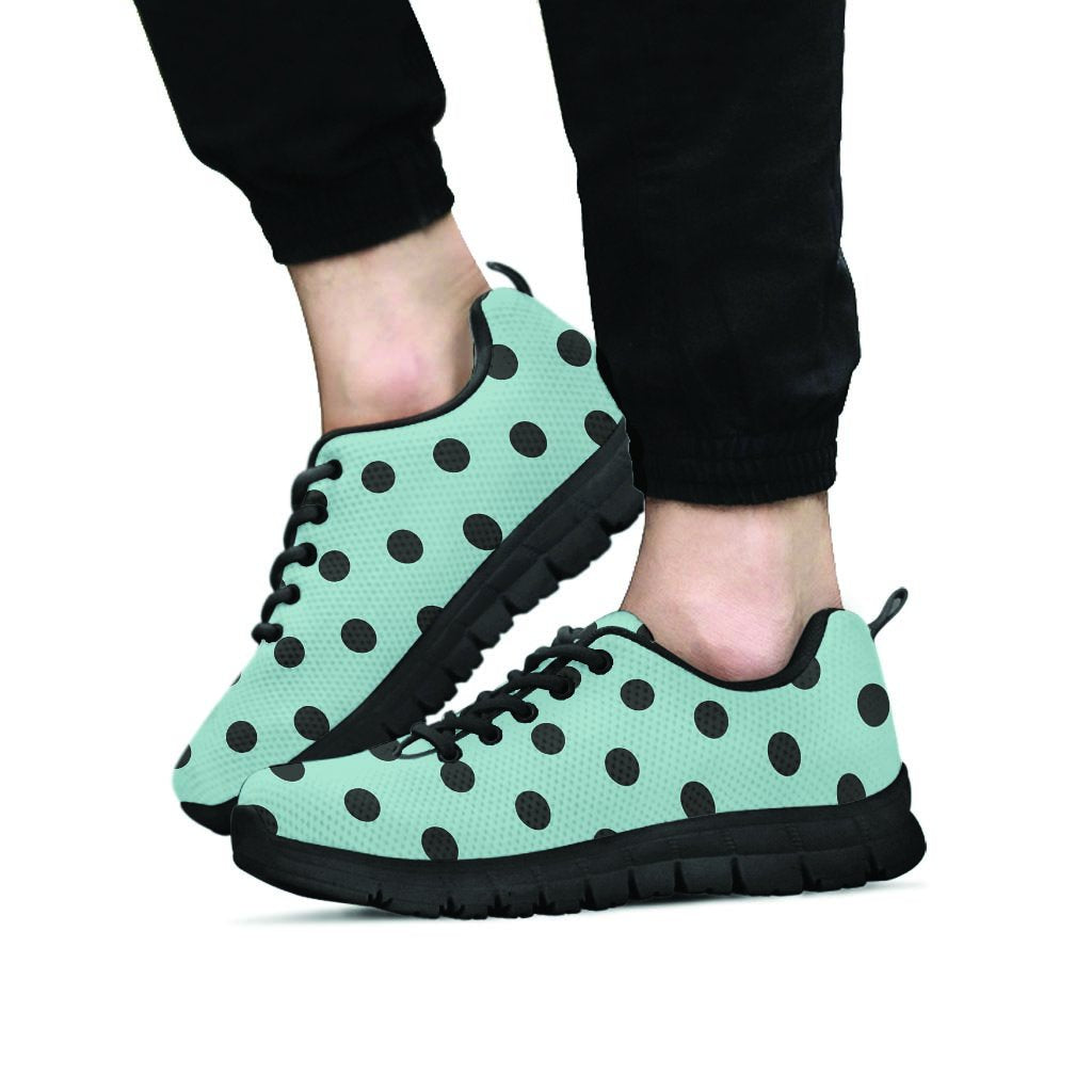 Aqua And Black Polka Dot Men's Sneakers-grizzshop