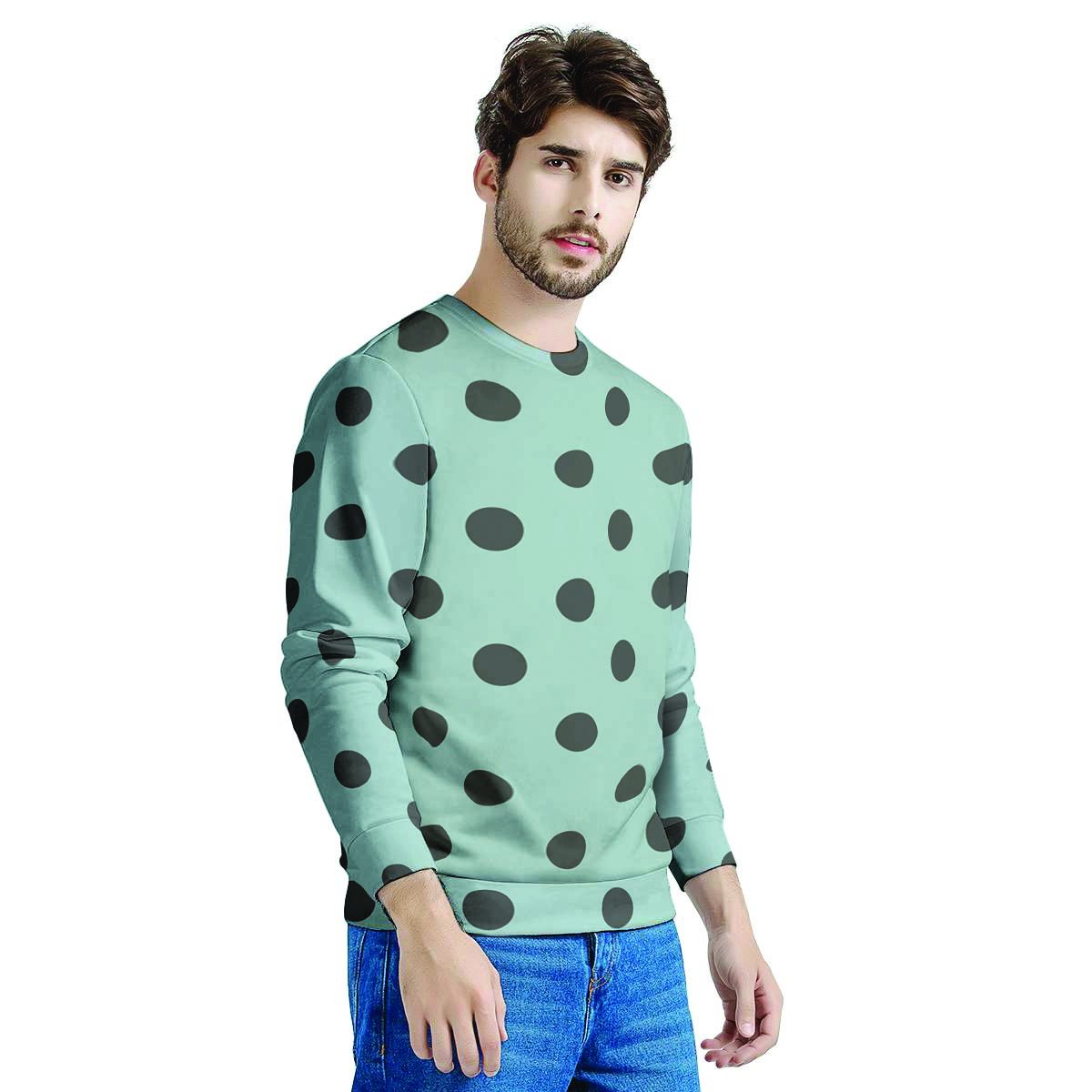 Aqua And Black Polka Dot Men's Sweatshirt-grizzshop