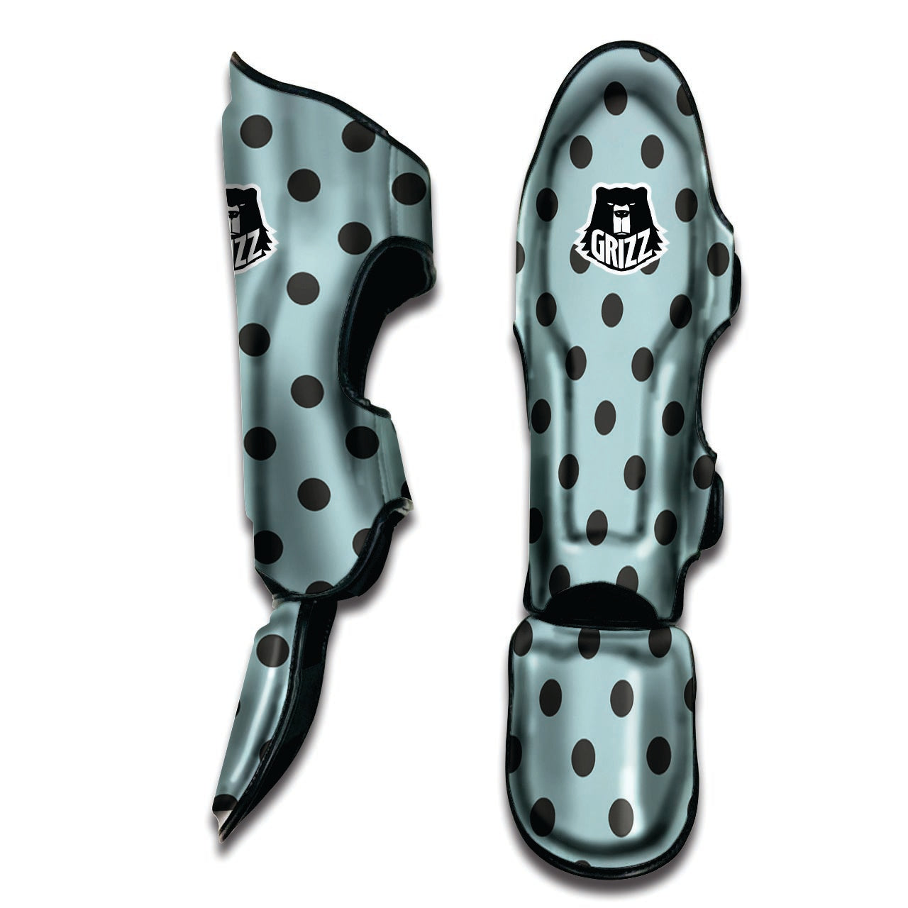 Aqua And Black Polka Dot Muay Thai Shin Guard-grizzshop