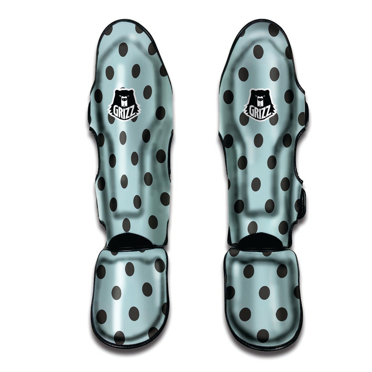 Aqua And Black Polka Dot Muay Thai Shin Guard-grizzshop