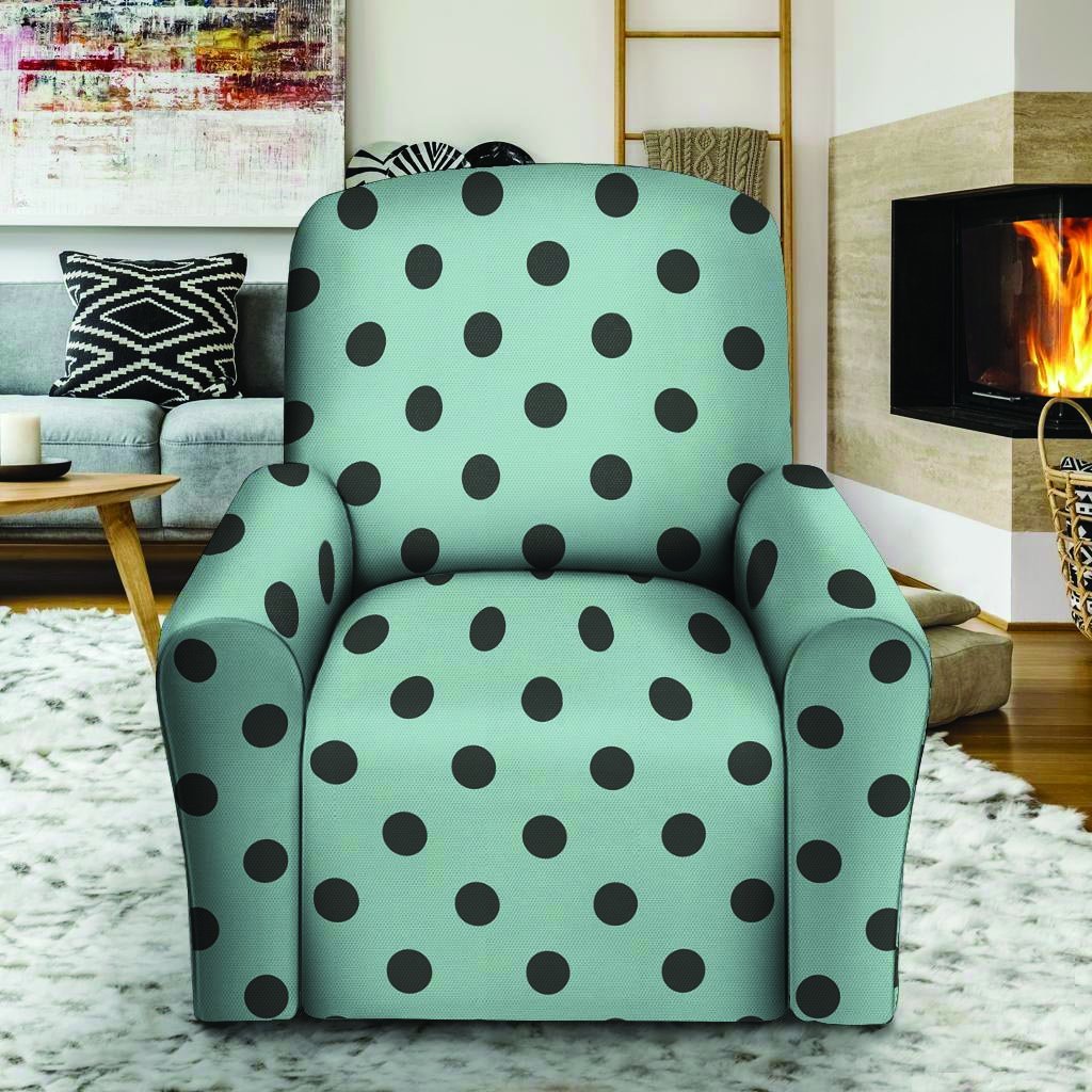 Aqua And Black Polka Dot Recliner Cover-grizzshop