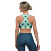 Aqua And Black Polka Dot Sports Bra-grizzshop