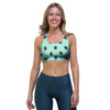 Aqua And Black Polka Dot Sports Bra-grizzshop