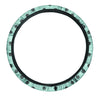 Aqua And Black Polka Dot Steering Wheel Cover-grizzshop