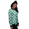 Aqua And Black Polka Dot Women's Bomber Jacket-grizzshop