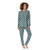 Aqua And Black Polka Dot Women's Pajamas-grizzshop