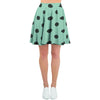 Aqua And Black Polka Dot Women's Skirt-grizzshop