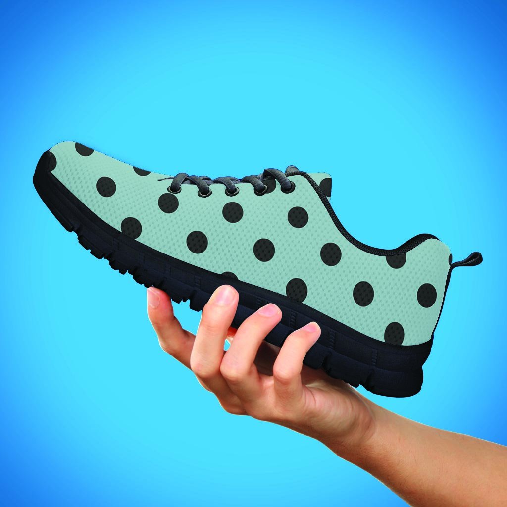 Aqua And Black Polka Dot Women's Sneakers-grizzshop