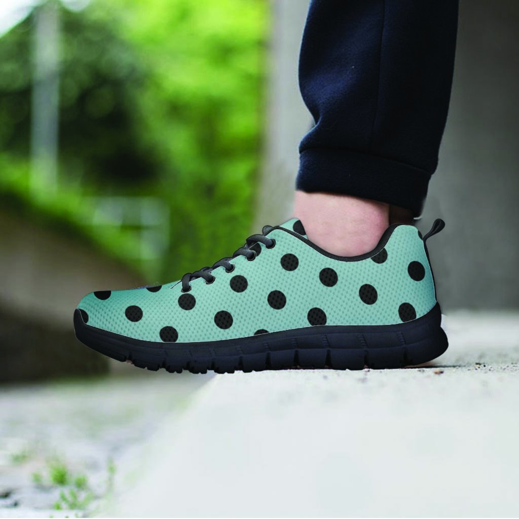 Aqua And Black Polka Dot Women's Sneakers-grizzshop