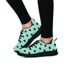 Aqua And Black Polka Dot Women's Sneakers-grizzshop