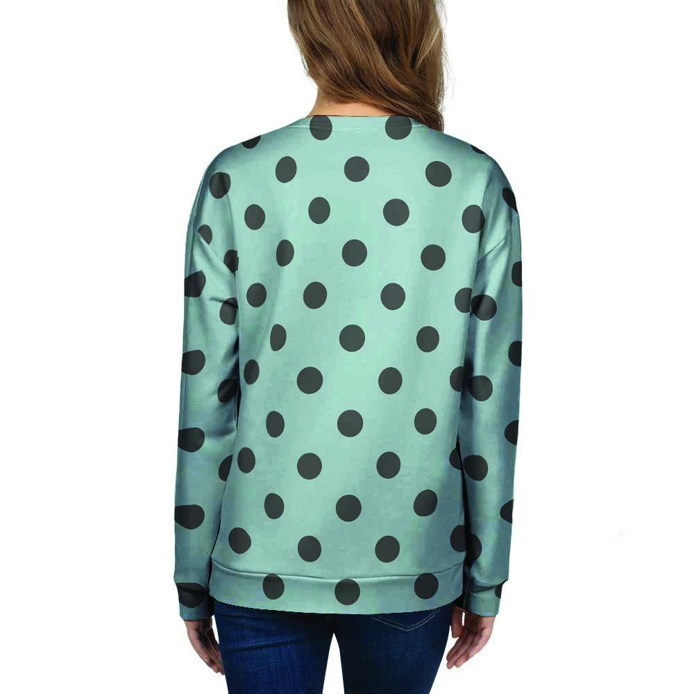 Aqua And Black Polka Dot Women's Sweatshirt-grizzshop