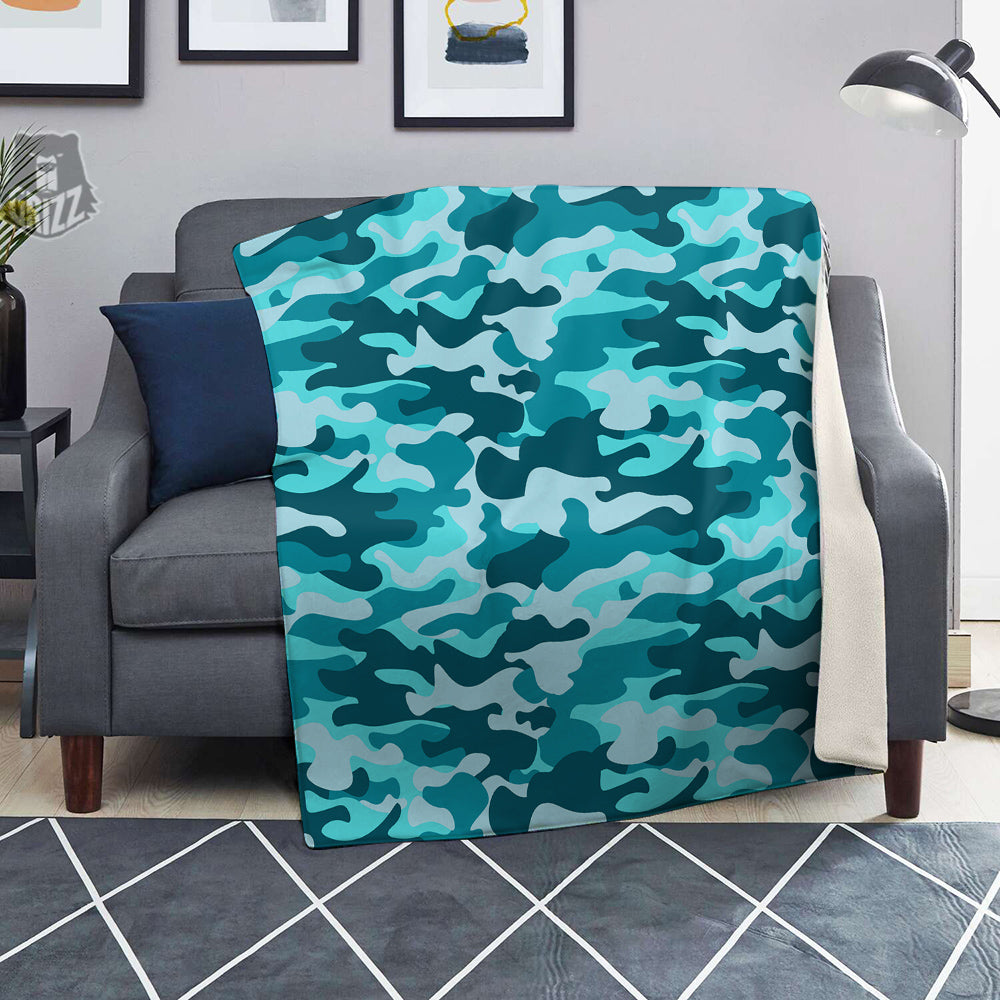 Aqua Camo And Camouflage Print Blanket-grizzshop