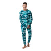 Aqua Camo And Camouflage Print Men's Pajamas-grizzshop