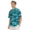 Aqua Camo And Camouflage Print Men's Short Sleeve Shirts-grizzshop