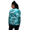 Aqua Camo And Camouflage Print Women's Bomber Jacket-grizzshop