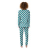 Aqua Checkered Flag Print Women's Pajamas-grizzshop