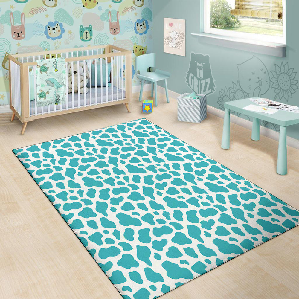Aqua Cow Print Pattern Floor Mat-grizzshop