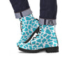 Aqua Cow Print Pattern Leather Boots-grizzshop