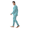 Aqua Cow Print Pattern Men's Pajamas-grizzshop