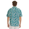 Aqua Cow Print Pattern Men's Short Sleeve Shirts-grizzshop