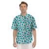 Aqua Cow Print Pattern Men's Short Sleeve Shirts-grizzshop