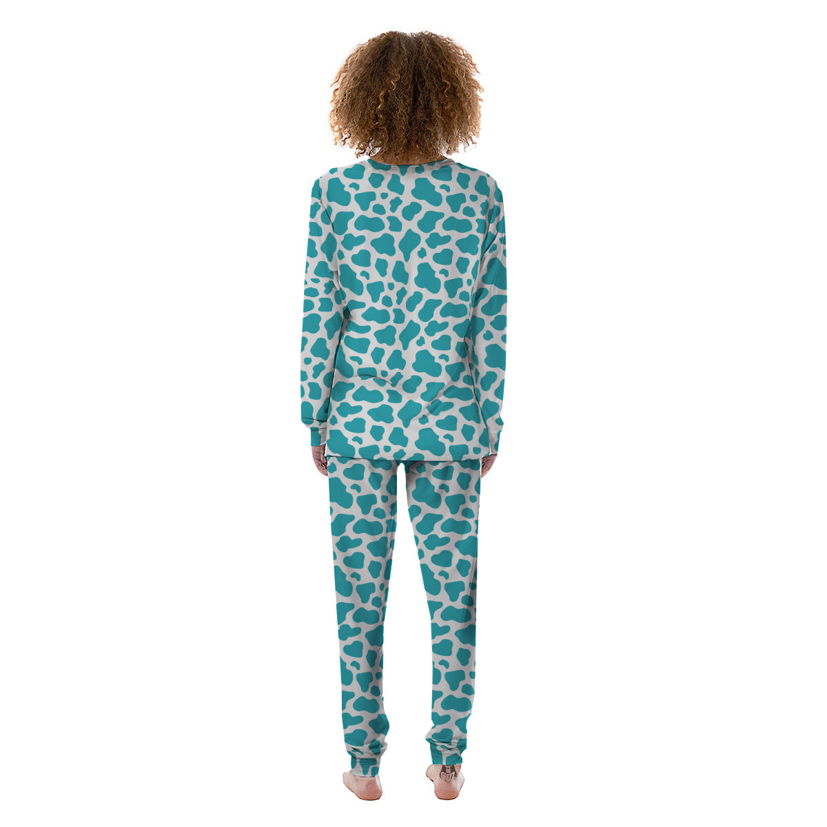 Aqua Cow Print Pattern Women's Pajamas-grizzshop