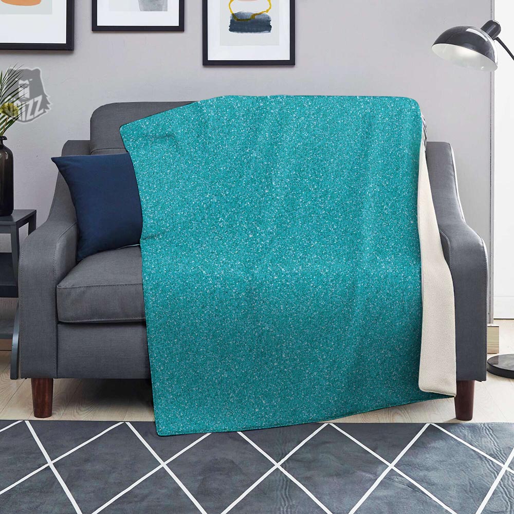 Aqua Glitter Texture Print Blanket-grizzshop