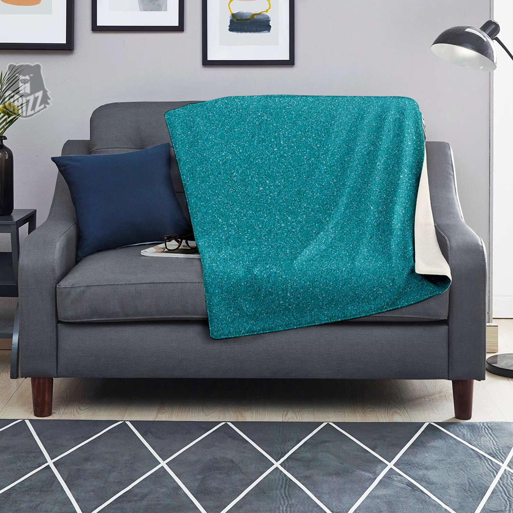 Aqua Glitter Texture Print Blanket-grizzshop