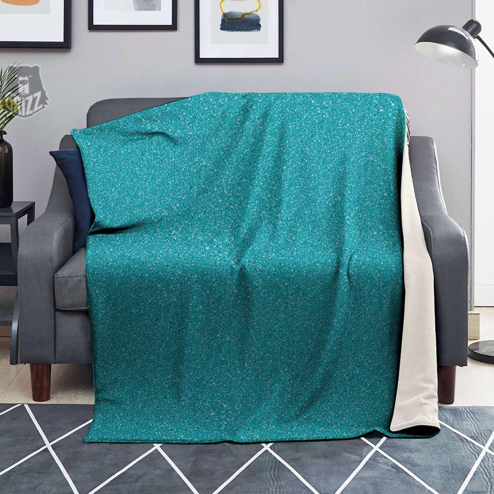 Aqua Glitter Texture Print Blanket-grizzshop