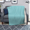 Aqua Houndstooth Print Blanket-grizzshop