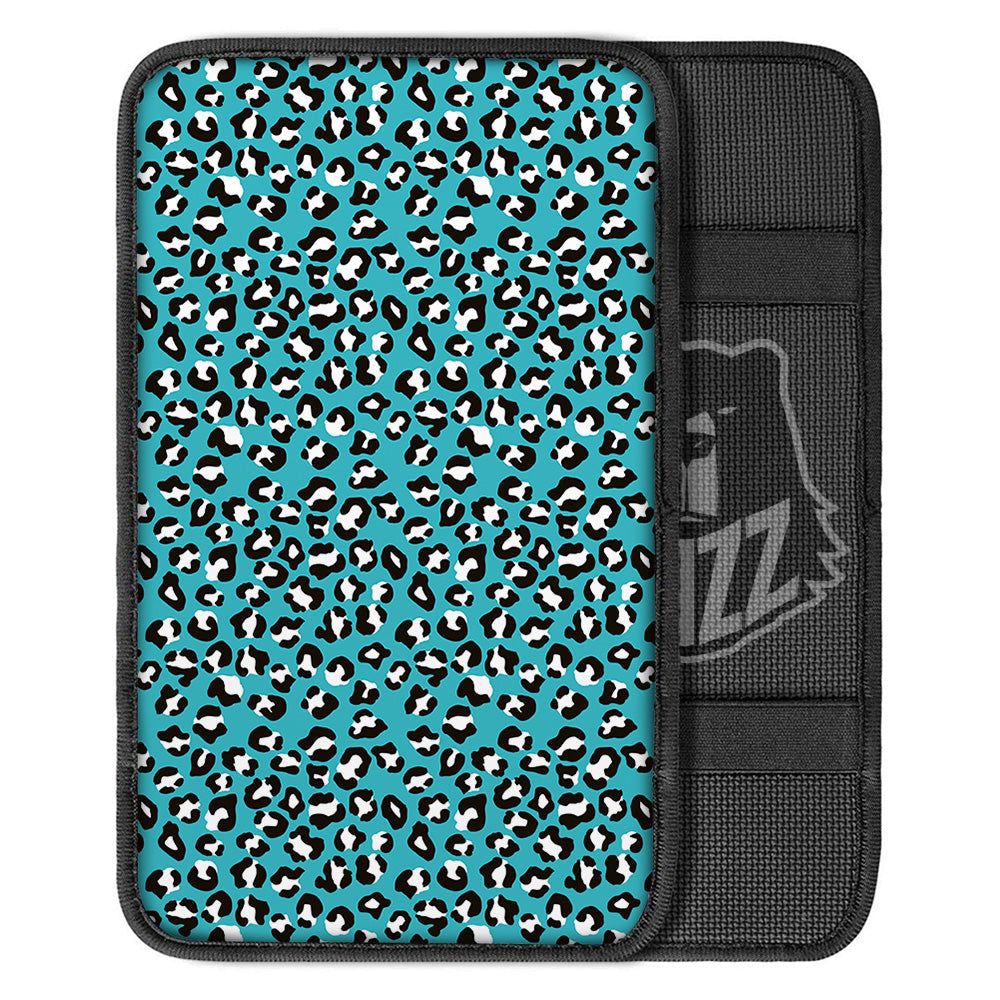 Aqua Leopard Print Pattern Car Center Console Cover-grizzshop