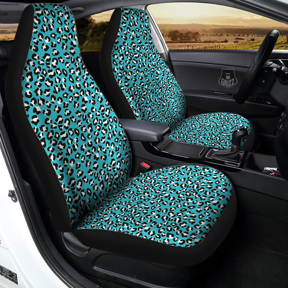 Aqua Leopard Print Pattern Car Seat Covers-grizzshop