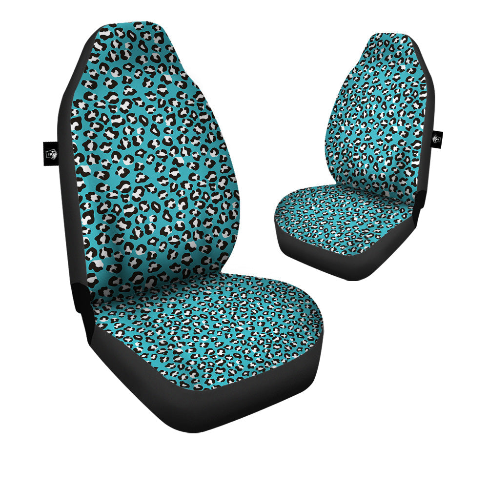 Aqua Leopard Print Pattern Car Seat Covers-grizzshop