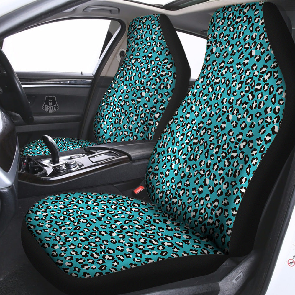 Aqua Leopard Print Pattern Car Seat Covers-grizzshop