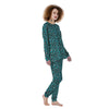 Aqua Leopard Print Pattern Women's Pajamas-grizzshop