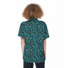 Aqua Leopard Print Pattern Women's Short Sleeve Shirts-grizzshop