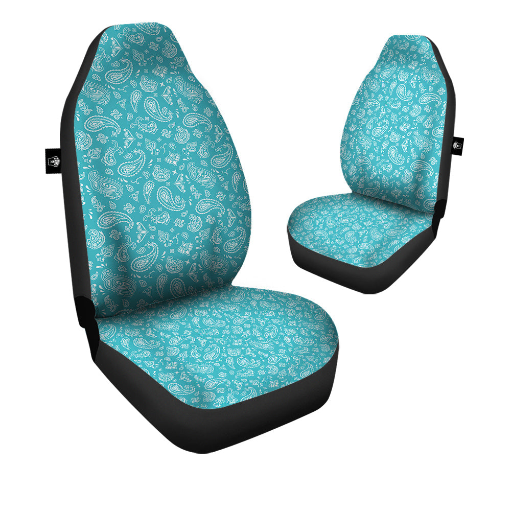 Aqua Paisley Bandana Print Car Seat Covers-grizzshop