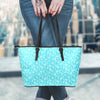 Aqua Paisley Bandana Print Leather Tote Bag-grizzshop